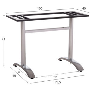 ΒΑΣΗ ΤΡΑΠΕΖΙΟΥ ΑΛΟΥΜΙΝΙΟΥ ΔΙΠΛΗ HM461.13 ΧΡΩΜΙΟΥ ΜΕ ΡΕΓΟΥΛΑΤΟΡΟΥΣ 100x60x73Υεκ.