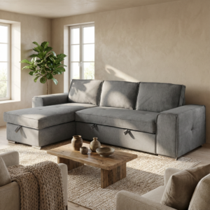 Merano γωνιακός καναπές κρεβάτι με αποθηκευτικό χώρο 272x164εκ. Ανοιχτό Γκρι με αναστρέψιμη γωνία