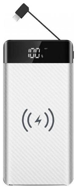 Φορτιστής Μπαταριά Ασύρματης Φόρτισης με Οθόνη Wireless Power Bank 20000mAh με ενσωματωμένο καλώδιο micro USB Χρώμα Λευκό 8860