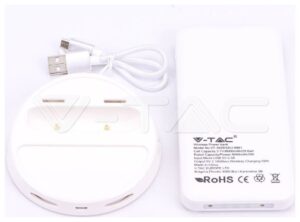 Φορτιστής Μπαταριά με Ασύρματη Φόρτιση και Βάση Wireless Power Bank 8000mAh με Βάση Χρώμα Λευκό 8861