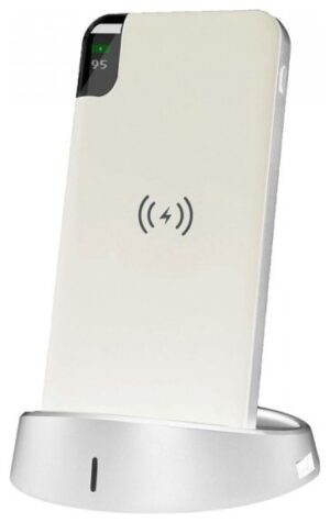 Φορτιστής Μπαταριά με Ασύρματη Φόρτιση και Βάση Wireless Power Bank 8000mAh με Βάση Χρώμα Λευκό 8861