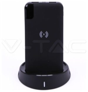 Φορτιστής Μπαταριά με Ασύρματη Φόρτιση και Βάση Wireless Power Bank 8000mAh με Βάση Χρώμα Μαύρο 8863