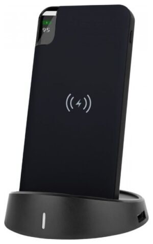 Φορτιστής Μπαταριά με Ασύρματη Φόρτιση και Βάση Wireless Power Bank 8000mAh με Βάση Χρώμα Μαύρο 8863