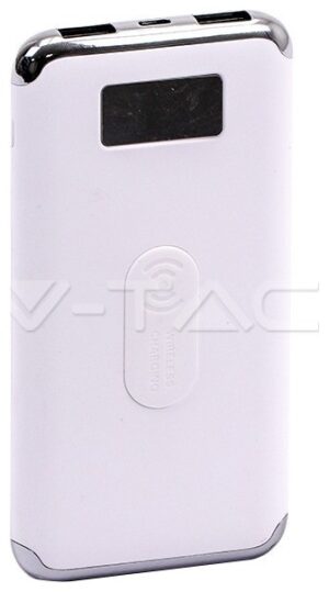 Φορτιστής Μπαταριά Power Bank 10000mAh με Ασύρματη Φόρτιση, Οθόνη και δύο Θύρες USB Χρώμα Λευκό 8854
