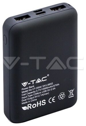 Φορτιστής Μπαταριά Power Bank 10000mAh με οθόνη και δύο Θύρες USB Χρώμα Γκρι