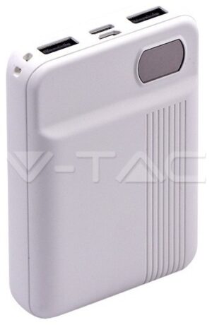 Φορτιστής Μπαταριά Power Bank 10000mAh με οθόνη και δύο Θύρες USB Χρώμα Λευκό