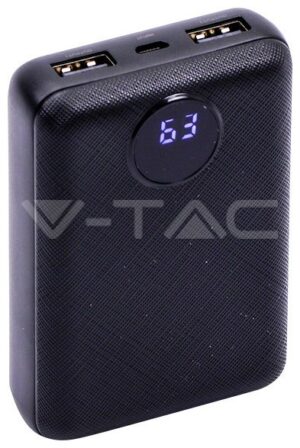 Φορτιστής Μπαταριά Power Bank 10000mAh με Στρογγυλή Οθόνη και δύο Θύρες USB Χρώμα Μαύρο