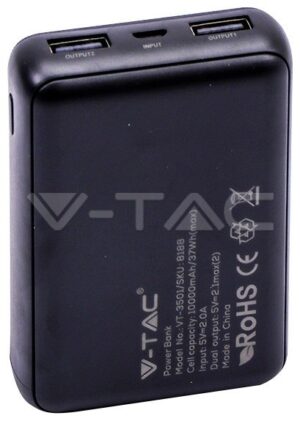 Φορτιστής Μπαταριά Power Bank 10000mAh με Στρογγυλή Οθόνη και δύο Θύρες USB Χρώμα Μαύρο