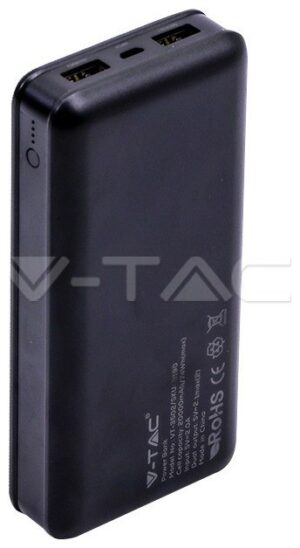 Φορτιστής Μπαταρία Power Bank 20000mAh με δύο Θύρες USB Χρώμα Μαύρο 8190