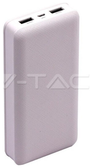 Φορτιστής Μπαταριά Power Bank 20000mAh με δύο Θύρες USB Χρώμα Λευκό 8189
