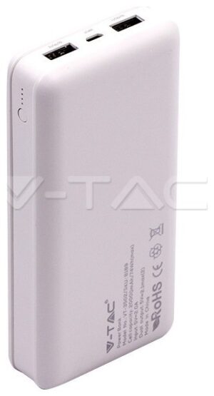 Φορτιστής Μπαταριά Power Bank 20000mAh με δύο Θύρες USB Χρώμα Λευκό 8189