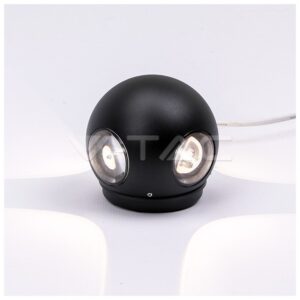 Φωτιστικό Τοίχου Απλίκα V-TAC Σφαίρα με Φως 4 Ακτίνες, Σώμα Μαύρο, 4W IP65 Θερμό Λευκό 8553