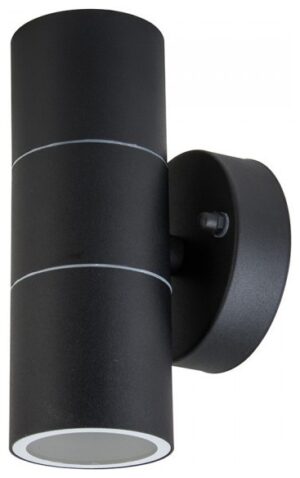 Φωτιστικό Τοίχου Σποτ Διπλό V-TAC Πάνω - Κάτω Ανοξείδωτο με Μαύρο Χρώμα Στρογγυλό  με Ντουι 2xGU10 7569