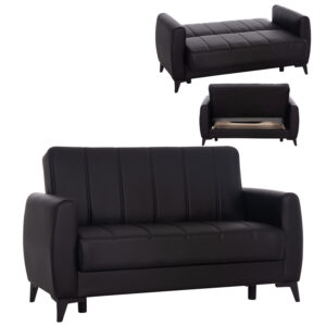 ΚΑΝΑΠΕΣ ΚΡΕΒΑΤΙ ΜΕ ΑΠΟΘ.ΧΩΡΟ ΔΙΘΕΣΙΟΣ NIKKO HM3293.11 ΜΑΥΡΟ PU 144x75x84Υεκ.