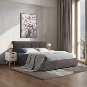 ΚΡΕΒΑΤΙ ΔΙΠΛΟ SANDRA HM732.01 ΓΚΡΙ ΥΦΑΣΜΑ & ΑΠΟΘΗΚΕΥΤΙΚΟΣ ΧΩΡΟΣ ΓΙΑ ΣΤΡΩΜΑ 160x200εκ