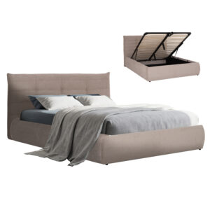 ΚΡΕΒΑΤΙ ΔΙΠΛΟ SANDRA HM732.03 ΜΠΕΖ ΥΦΑΣΜΑ & ΑΠΟΘΗΚΕΥΤΙΚΟΣ ΧΩΡΟΣ ΓΙΑ  ΣΤΡΩΜΑ 160x200εκ