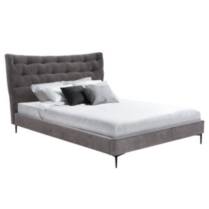 ΚΡΕΒΑΤΙ ΔΙΠΛΟ JILL HM737.01 ΥΦΑΣΜΑ ΣΕ ΓΚΡΙ--ΓΙΑ ΣΤΡΩΜΑ 160x200εκ.