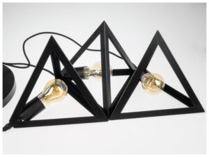 Κρεμαστό Φωτιστικό Μεταλλικό V-TAC Τρίφωτο Σχήμα Πυραμίδας Μαύρο Ματ και 3 ντουί Ε27 3927