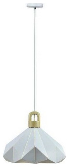 Κρεμαστό Φωτιστικό V-TAC Μεταλλική Καμπάνα Παστέλ Πρίσμα Λευκή με Ξύλινη Βάση  και ντουί Ε27 320 x 270 mm 3949