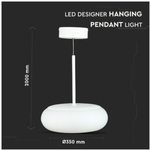 Κρεμαστό Φωτιστικό V-TAC Μέταλλο και Πολυκαρβονικό Στρογγυλό Λευκό 25W Θερμό Λευκό Triac Dimmable 40021