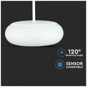 Κρεμαστό Φωτιστικό V-TAC Μέταλλο και Πολυκαρβονικό Στρογγυλό Λευκό 25W Θερμό Λευκό Triac Dimmable 40021