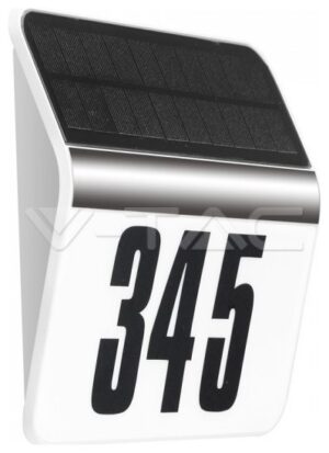 LED V-TAC Ηλιακό Φωτιζόμενο Επιτοίχιο Πάνελ Διεύθυνσης 0,1W SAMSUNG CHIP Γκρι Θερμό Λευκό 786