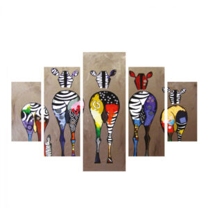 ΠΙΝΑΚΑΣ ΠΕΝΤΑΠΤΥΧΟ MDF COLORFUL ZEBRAS 82Χ56x3 HM7207.03