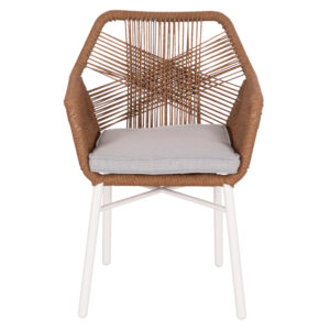 ΠΟΛΥΘΡΟΝΑ TOPIN HM6048.11 ΑΛΟΥΜΙΝΙΟ ΛΕΥΚΟ-P.E. RATTAN ΜΠΕΖ 59x63x81Υεκ