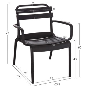ΠΟΛΥΘΡΟΝΑ ΣΑΛΟΝΙΟΥ ΠΟΛΥΠΡΟΠΥΛΕΝΙΟΥ KORVER HM6333.02 ΜΑΥΡΗ 63.5x65x76Υεκ.