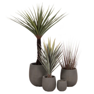 ΣΕΤ 4ΤΜΧ ΓΛΑΣΤΡΕΣ ΣΤΡΟΓΓΥΛΕΣ GARDENER HM4726 FIBERCLAY ΓΚΡΙΖΟΠΡΑΣΙΝΟ Φ52x55Υεκ