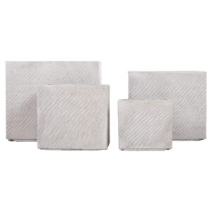 ΣΕΤ 4ΤΜΧ ΓΛΑΣΤΡΕΣ ΤΕΤΡΑΓΩΝΕΣ GARDENER HM4730 FIBERCLAY ΓΚΡΙ CEMENT 37x37x32Υεκ.