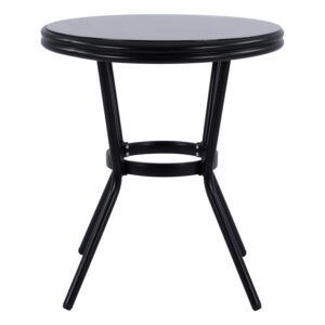 ΤΡΑΠΕΖΙ ΑΛΟΥΜΙΝΙΟΥ MOSES Φ70 BAMBOO LOOK HM5532.02 ΜΑΥΡΟ ΜΕ ΓΥΑΛΙ Φ70X76 εκ