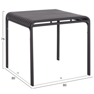 ΤΡΑΠΕΖΙ ΤΕΤΡΑΓΩΝΟ ΑΛΟΥΜΙΝΙΟΥ RACHEL HM6338.01 ΓΚΡΙ 80x80x76Υεκ.