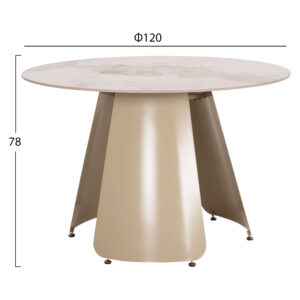 ΤΡΑΠΕΖΙ ΤΡΑΠΕΖΑΡΙΑΣ ΣΤΡΟΓΓΥΛΟ SEDAR HM18326 ΚΕΡΑΜΙΚΟ TOP--ΚΡΕΜ ΜΕΤΑΛ.ΠΟΔΙΑ Φ120x78Υ