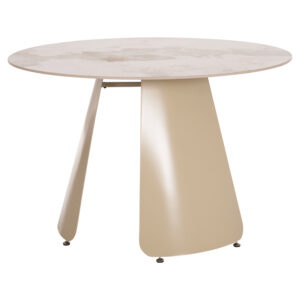 ΤΡΑΠΕΖΙ ΤΡΑΠΕΖΑΡΙΑΣ ΣΤΡΟΓΓΥΛΟ SEDAR HM18326 ΚΕΡΑΜΙΚΟ TOP--ΚΡΕΜ ΜΕΤΑΛ.ΠΟΔΙΑ Φ120x78Υ