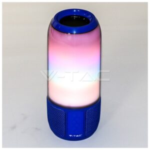 V-TAC Επιτραπέζιο φωτιστικό LED Ηχείο Bluetooth 2x3W RGB με USB και TF Card Χρώμα Μπλε 8569