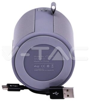 V-TAC Φορητό Ηχείο Bluetooth 5W Επαναφορτιζόμενο 1500mah Γκρι 7720