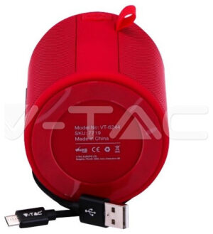V-TAC Φορητό Ηχείο Bluetooth 5W Επαναφορτιζόμενο 1500mah Κόκκινο 7719