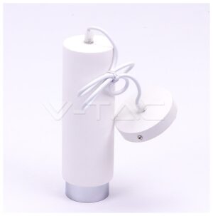 V-TAC Κρεμαστό Φωτιστικό Σποτ για GU10 Γύψος και Μέταλλο Κυλινδρικό Λευκό με Χρώμιο 3129