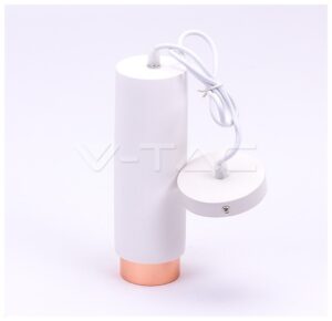 V-TAC Κρεμαστό Φωτιστικό Σποτ για GU10 Γύψος και Μέταλλο Κυλινδρικό Λευκό με Ροζ χαλκός 3111