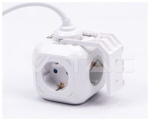 V-TAC Πολύπριζο Σούκο Κύβος με καλώδιο 1.4m με 4 Θέσεις Σούκο και 2 USB 8800