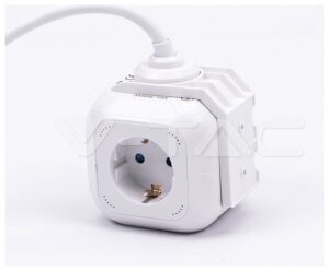 V-TAC Πολύπριζο Σούκο Κύβος με καλώδιο 1.4m με 4 Θέσεις Σούκο και 2 USB 8800