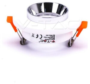 V-TAC Βάση Φωτιστικό Σποτ Χωνευτό για GU10 Γύψος και Μέταλλο Στρογγυλό Λευκό με Χρώμιο 3127