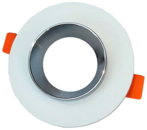 V-TAC Βάση Φωτιστικό Σποτ Χωνευτό για GU10 Γύψος και Μέταλλο Στρογγυλό Λευκό με Χρώμιο 3127