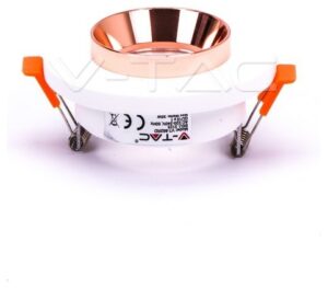 V-TAC Βάση Φωτιστικό Σποτ Χωνευτό για GU10 Γύψος και Μέταλλο Στρογγυλό Λευκό με Ροζ Χαλκός 3123