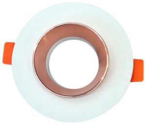 V-TAC Βάση Φωτιστικό Σποτ Χωνευτό για GU10 Γύψος και Μέταλλο Στρογγυλό Λευκό με Ροζ Χαλκός 3123