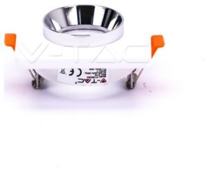 V-TAC Βάση Φωτιστικό Σποτ Χωνευτό για GU10 Γύψος και Μέταλλο Τετράγωνο Λευκό με Χρώμιο 3119