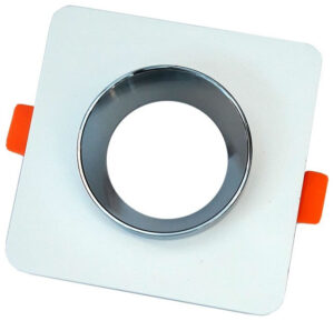 V-TAC Βάση Φωτιστικό Σποτ Χωνευτό για GU10 Γύψος και Μέταλλο Τετράγωνο Λευκό με Χρώμιο 3119