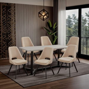 Καρέκλα Initiate pakoworld ύφασμα cream-πόδι μαύρο