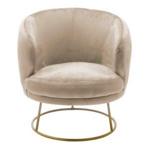 Πολυθρόνα Rony pakoworld βελούδο μπεζ-χρυσό 78x75x82εκ